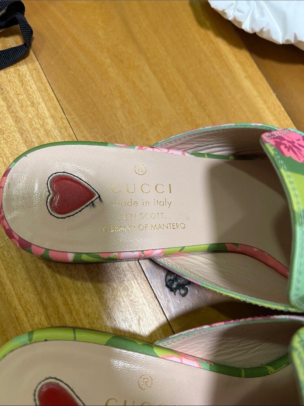 Gucci Green Floral Leather Horsebit Loafers - Picture 3 of 12